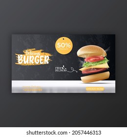 Burger And Food Menu Social Media Cover Template For Promotion.