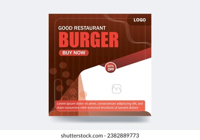 Burger food menu social media post restaurant banner design template
