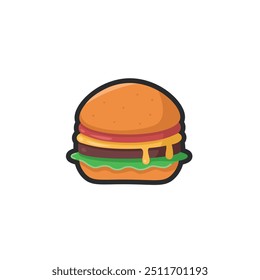 burger food in outline flat vector design.