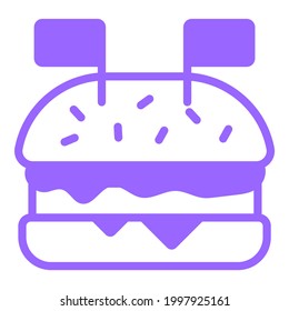 burger, food purple line icon, vector design usa independence day icon.