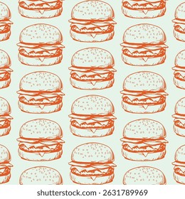 Burger Food Seamless Pattern for Packaging