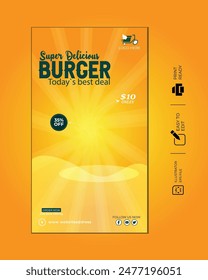  burger and food social media banner design and Instagram post template design