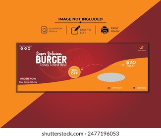  burger and food social media banner design and Instagram post template design