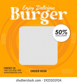 Burger Food social media post design template, Fast food social media post, delicious food or poster, Hot and Special food flyer design, free Delivery