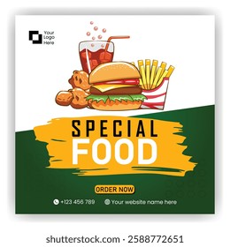 Burger Food Social Media Post Design