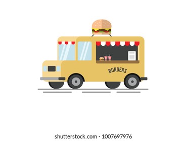 Burger Food truck flat vector illustration