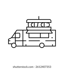 burger food truck line icon vector. burger food truck sign. isolated contour symbol black illustration