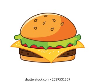 Vector de comida de hamburguesa. Diabéticos de comida rápida. Diabetes, ayuno, merienda, hamburguesa, almuerzo, comida chatarra, hambre. Puede utilizar para la infografía, el Anuncio, el cartel, el Diseño web. Vector aislado sobre fondo blanco.