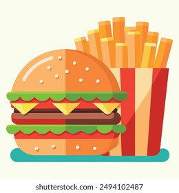 "Burger Food Vector" refers to digital illustrations of burgers created in vector format. These graphics are perfect for designers and marketers looking to add appetizing visuals to their projects.