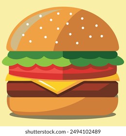 "Burger Food Vektorgrafik" bezieht sich auf digitale Illustrationen von Burgern, die im Vektorgrafik-Format erstellt wurden. Diese Grafiken sind ideal für Designer und Marketingfachleute, die ihren Projekten ansprechende Grafiken hinzufügen möchten.