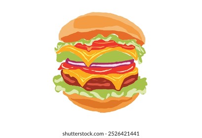 Burger Food Vector, refers to digital illustrations of burgers created in vector format. 