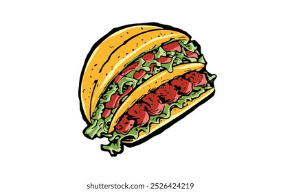 Burger Food Vector refers to digital illustrations of burgers created in vector format. hand drawn fast food burger