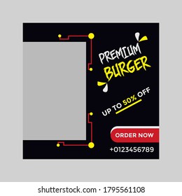 Burger food web banner design template.