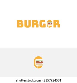 burger forming letter e, letter e burger logo design