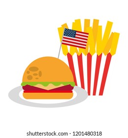 burger and french fries flag american food celebration