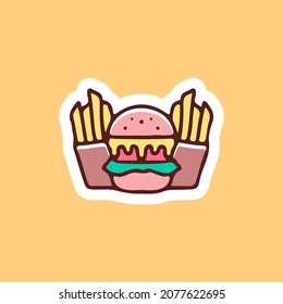 Burger and French fries illustration. Vector graphics for t-shirt prints and other uses.