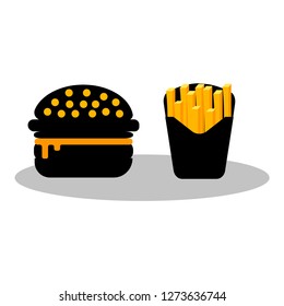 burger and french fries vector flat icon,fast food menu