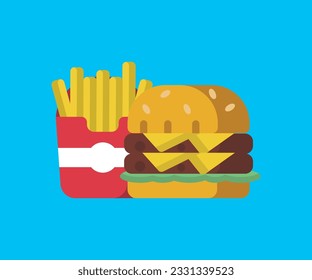 burger with french fries vector icon design