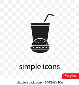 Burger and fresh drink icon. Fast food vector icon . Burger or hamburger sign or symbol .