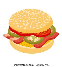 Burger fresh icon. Isometric illustration of burger fresh icon for web