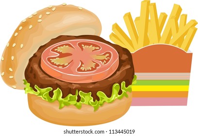 Burger and fries