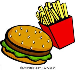 free hamburger and fries clipart