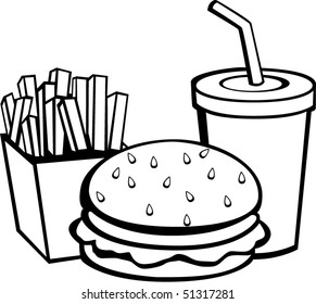 Burger Fries Beverage Stock Vector (Royalty Free) 51317281 | Shutterstock