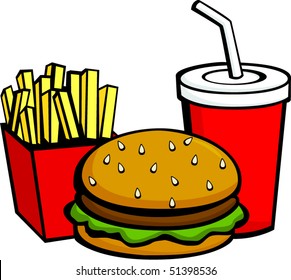 burger fries and beverage