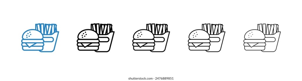 Burger Fries black and white vector icon