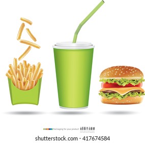 Burger fries and cola vector illustration