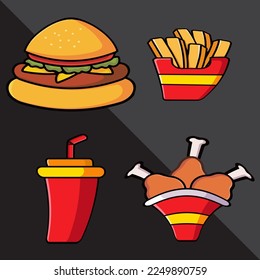 burger and fries food vector