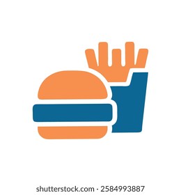 burger and fries icon for restaurant menus illustration