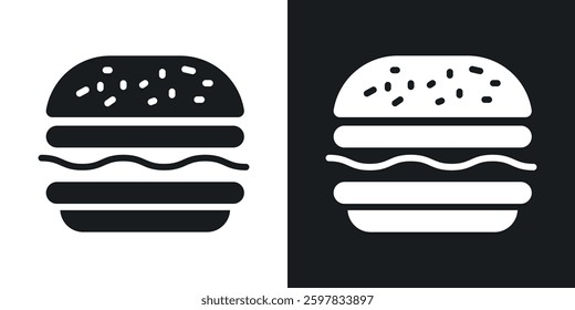 Burger Fries icon symbol collection on white background.
