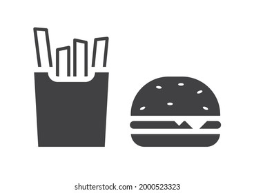 Burger and fries icon vector graphic for print and web isolated on white background