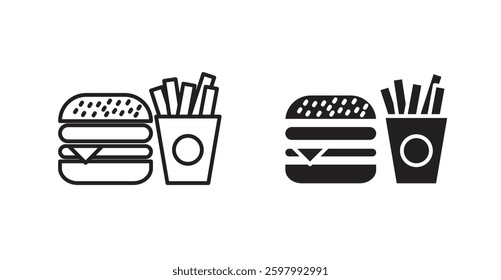 Burger Fries line icon vector set.