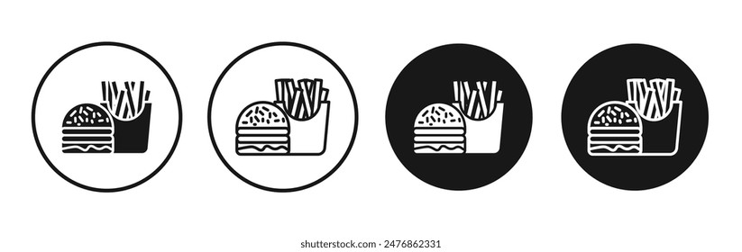 Burger Fries Line Vektorgrafik-Icon-Set.