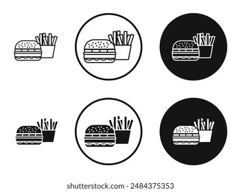 Burger Fries outlined icon vector collection.