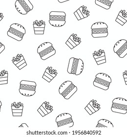 Burger and Fries Pattern. Vectorial seamless pattern with burgers and fries