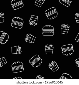 Burger and Fries Pattern. Vectorial seamless pattern with burgers and fries