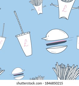 Burger fries and pop infinitely repeating pattern