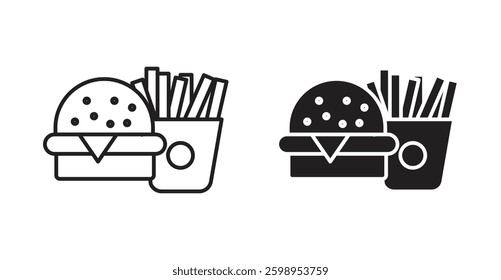 Burger Fries vector line icon illustration collection.