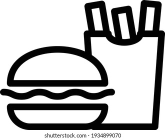 burger fries vector thin line icon