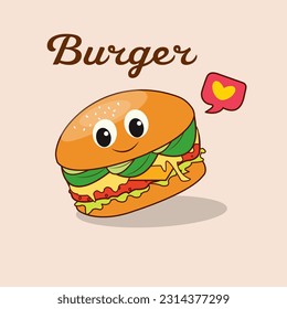 Burger Funny Image Vector Illustration