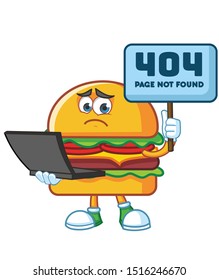 burger with gadget  cartoon character mascot design vector