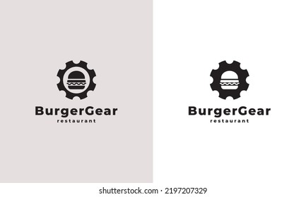 Burger and Gear Icon for Fast Food Restaurant Logo Junk Food Inspiration