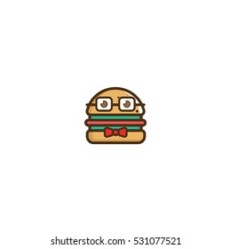 Burger Geek Vector Logo Design Element