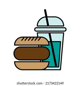 icono del cristal de la hamburguesa. Buena comida. Ilustración vectorial. imagen de stock.