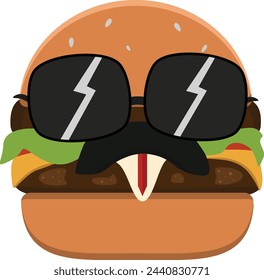 burger glass suit boss vector, food mascot icon