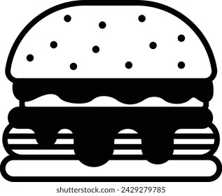 Burger glyph and line vector illustration