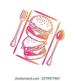 Burger gradient logo design template
